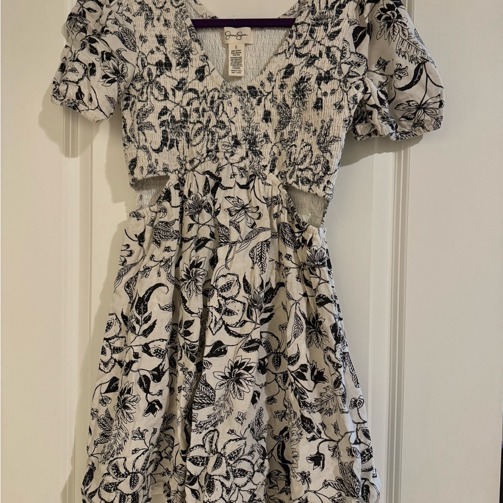 Floral Black and White Dress